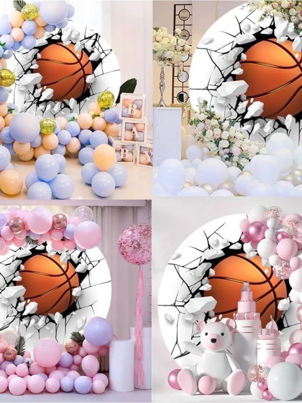 Basketball Ball Breaks Through The Wall Backdrop